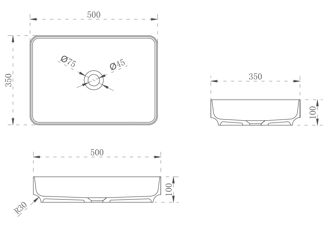 Cassa Design Wow Translucency Rectangular Above Counter Basin SBS5036