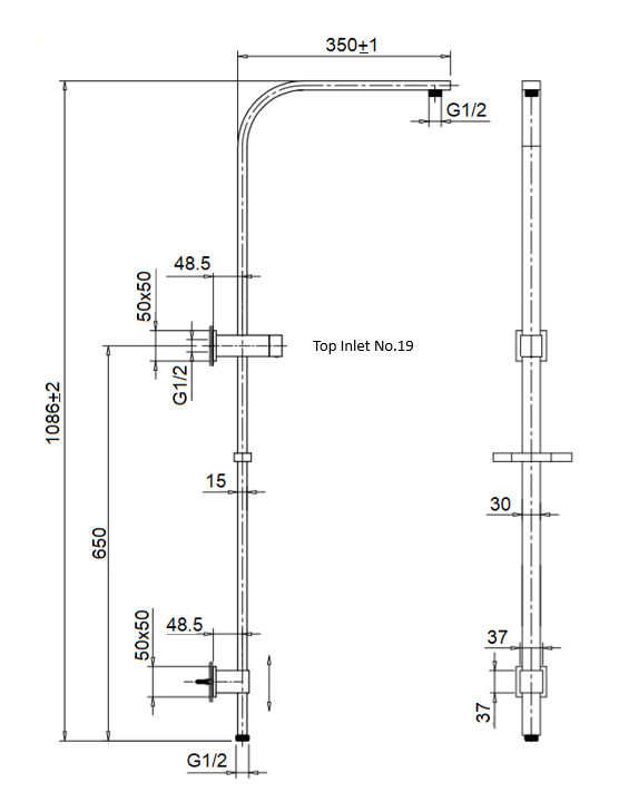 CJ Luxury Twin Shower Top Inlet Chrome CJ-LUX-34T