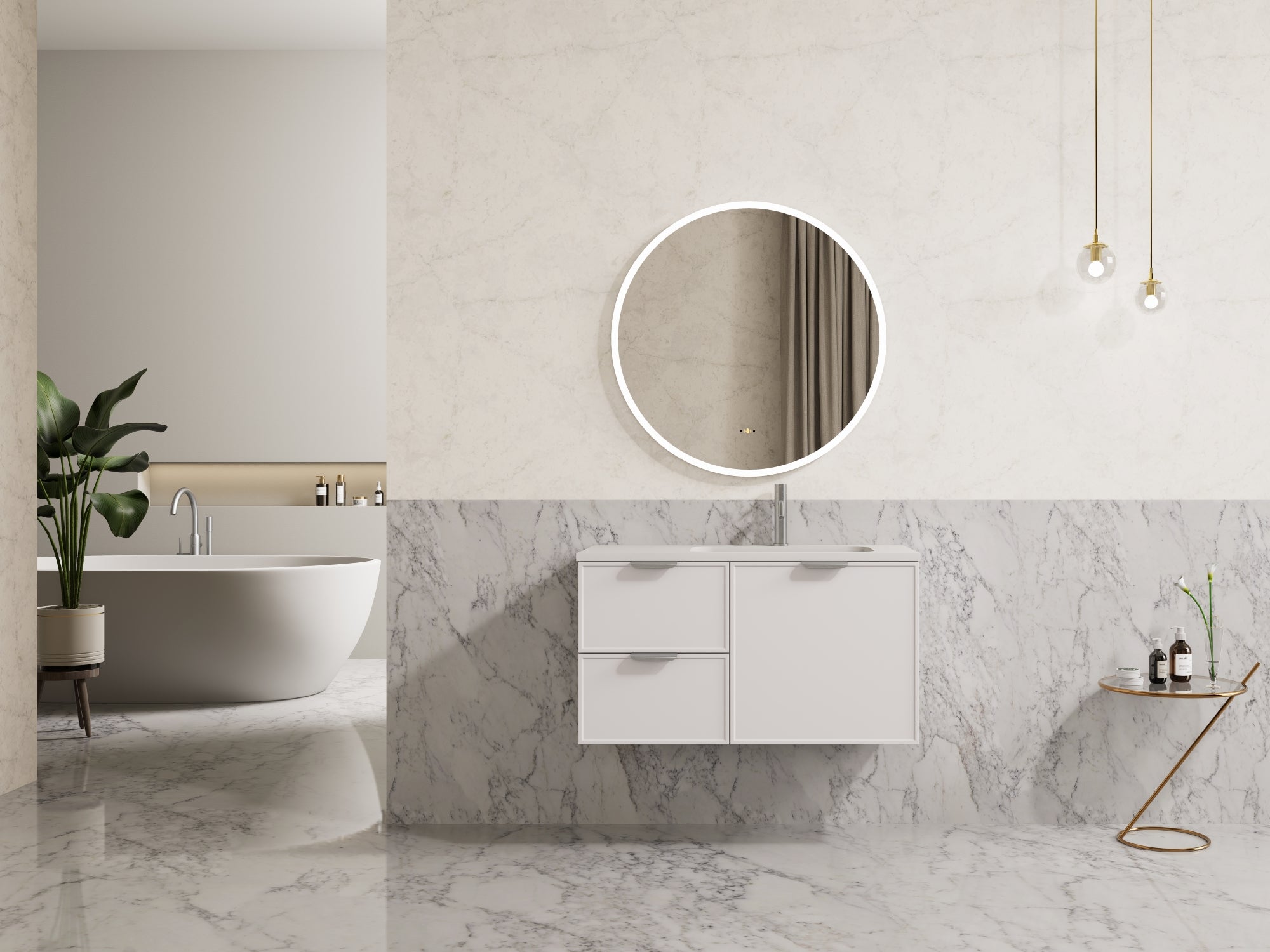 Ceto Miami 900mm Wall Hung Vanity Cabinet Left Hand Drawers CM94LW