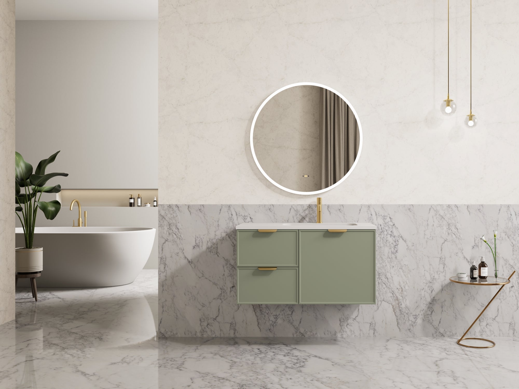 Ceto Miami 900mm Wall Hung Vanity Cabinet Left Hand Drawers CM94LW
