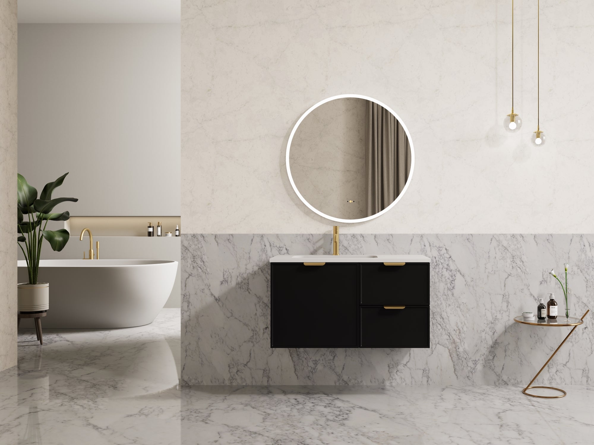 Ceto Miami 900mm Wall Hung Vanity Cabinet Right Hand Drawers CM94RW