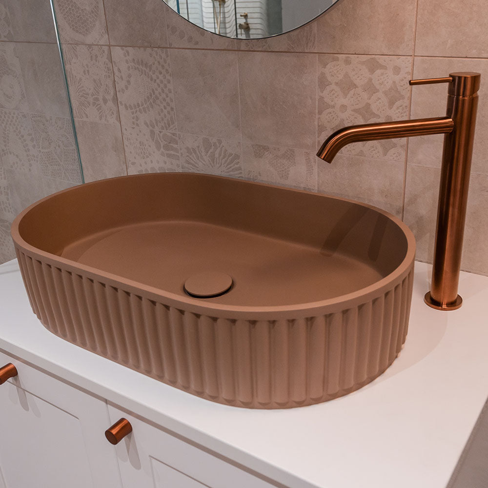 Fienza Minka Pill Fluted Above Counter Solid Surface Basin CSB804