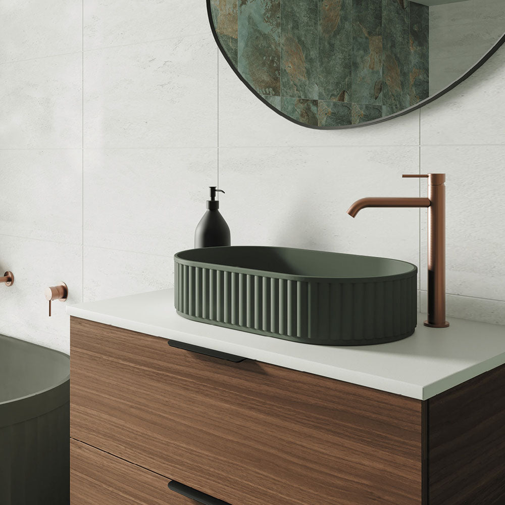 Fienza Minka Pill Fluted Above Counter Solid Surface Basin CSB804