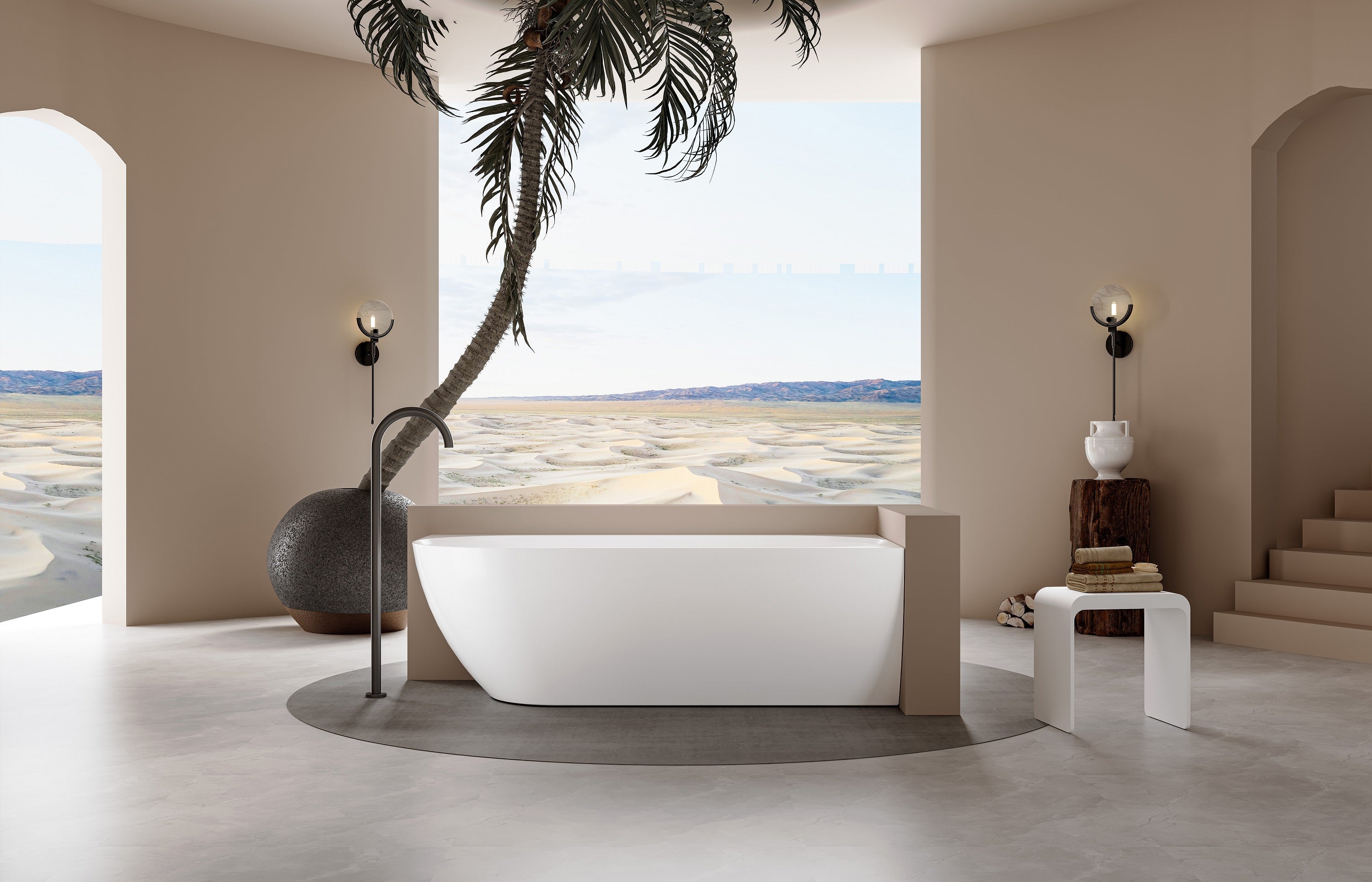Lukka Ellips 1500mm Right-Hand Corner Bath with Overflow LK-EB1500R-OF