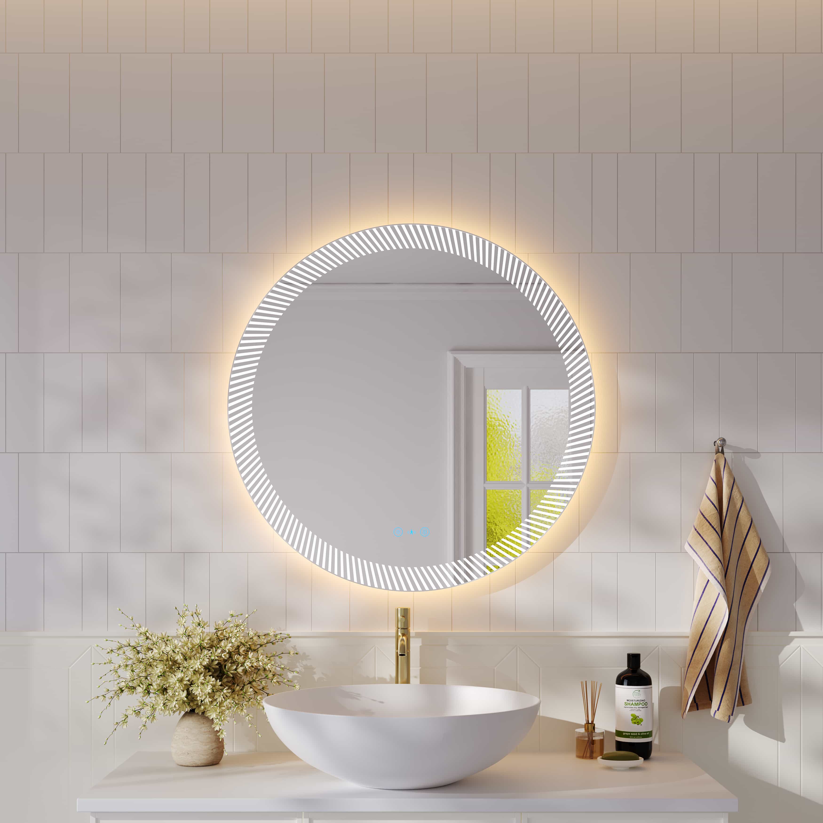 Mercio Freya 800mm LED Textured Round Mirror