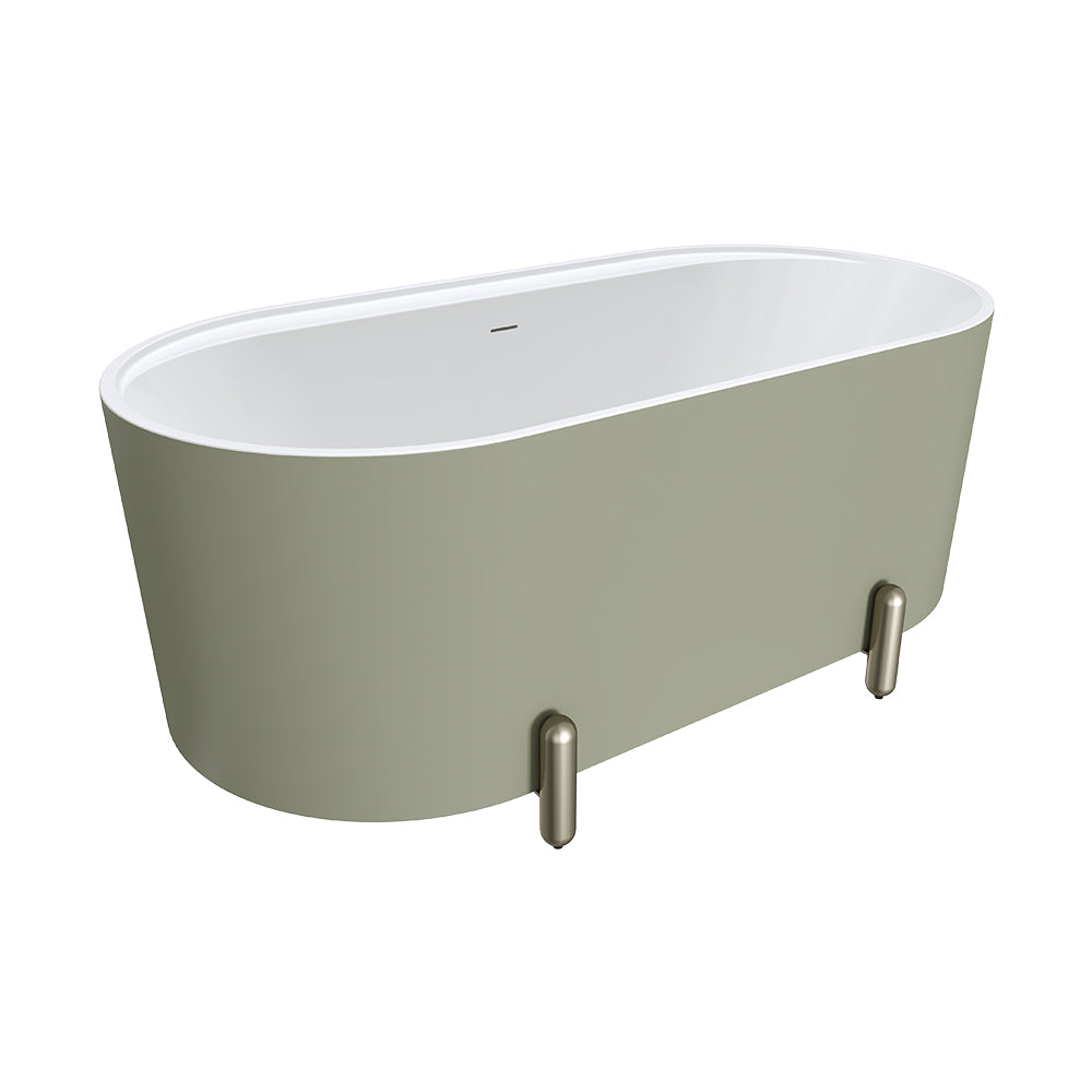 Fienza Aluca 1500mm Freestanding Bath with Legs Olive