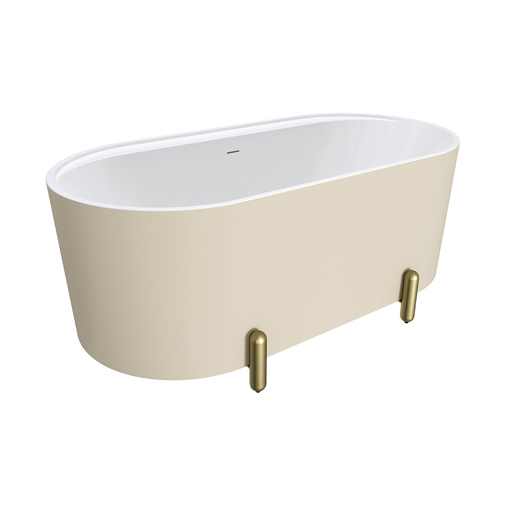 Fienza Aluca 1500mm Freestanding Bath with Legs Matte Khaki