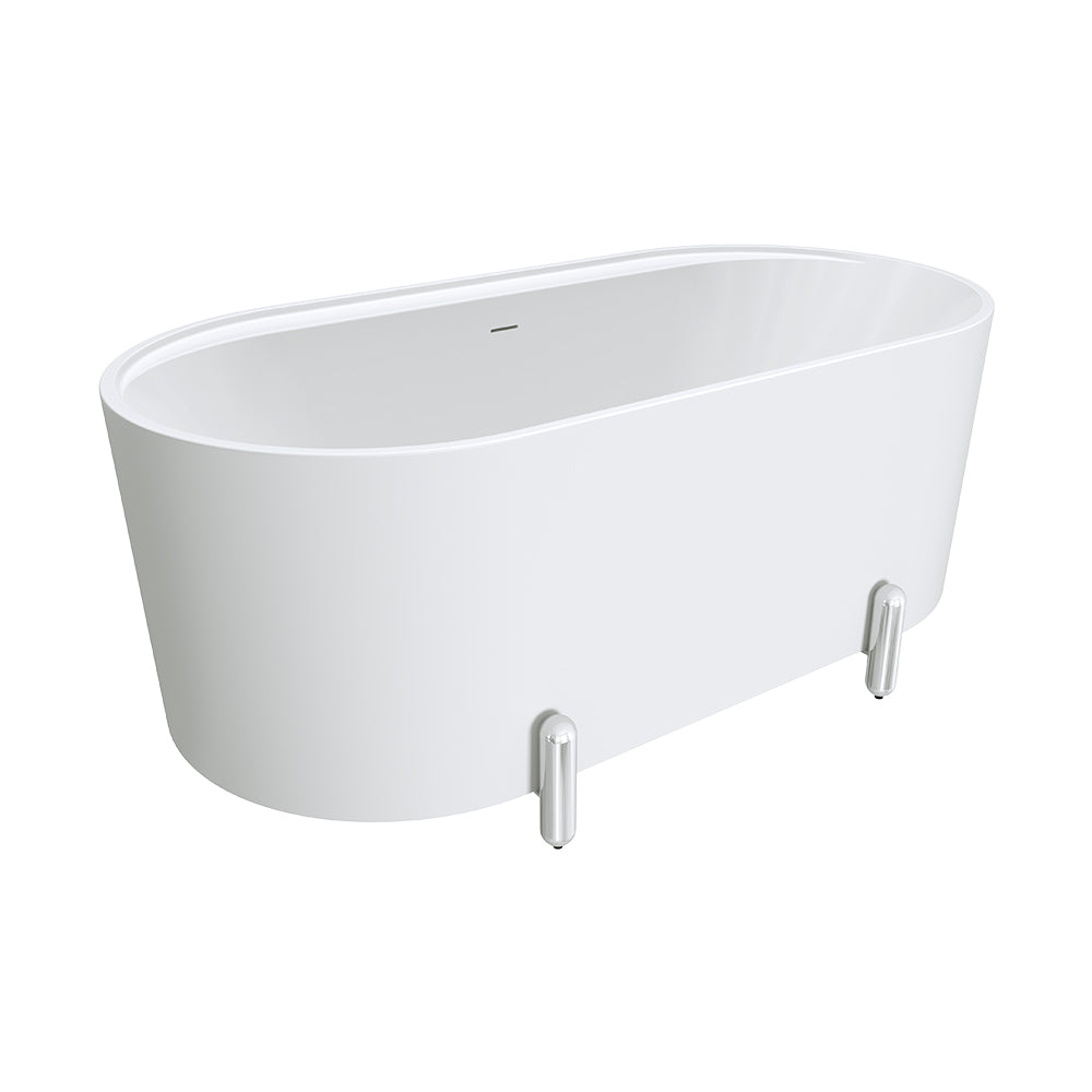 Fienza Aluca 1500mm Freestanding Bath with Legs Matte White