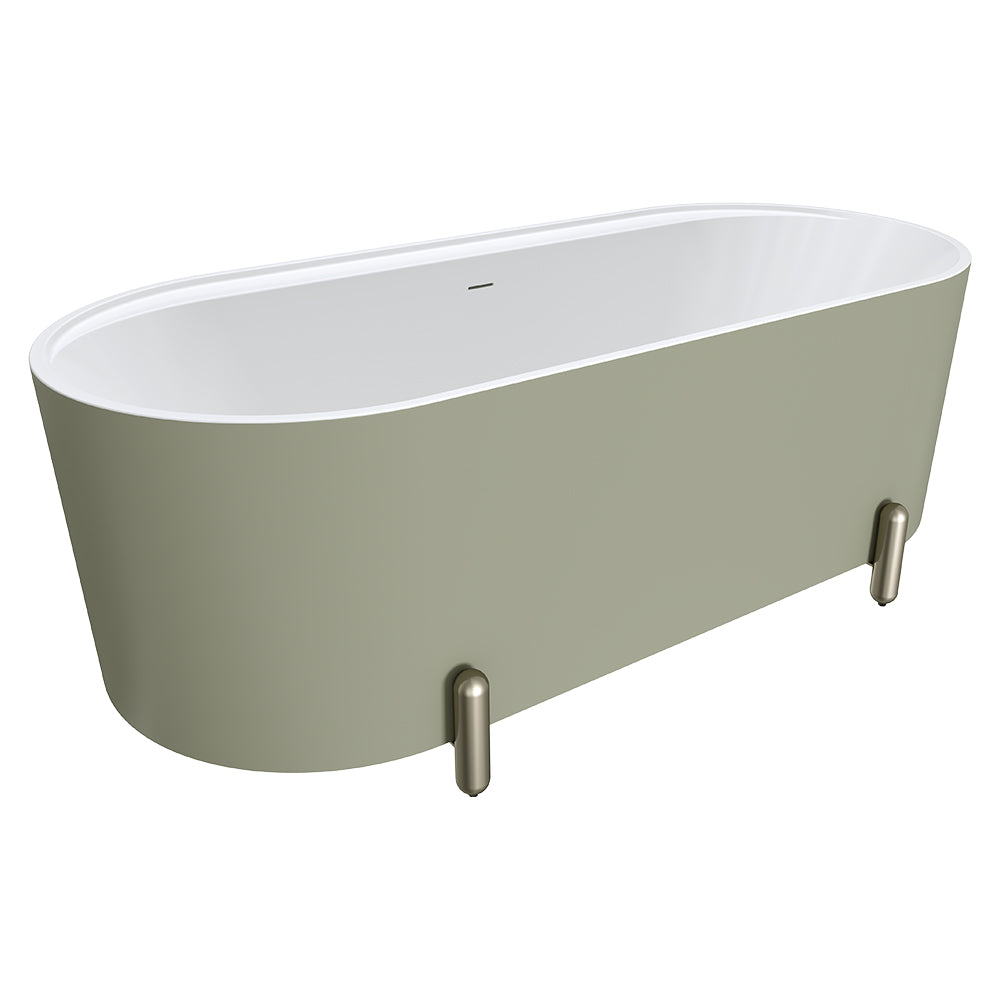 Fienza Aluca 1700mm Freestanding Bath with Legs Olive