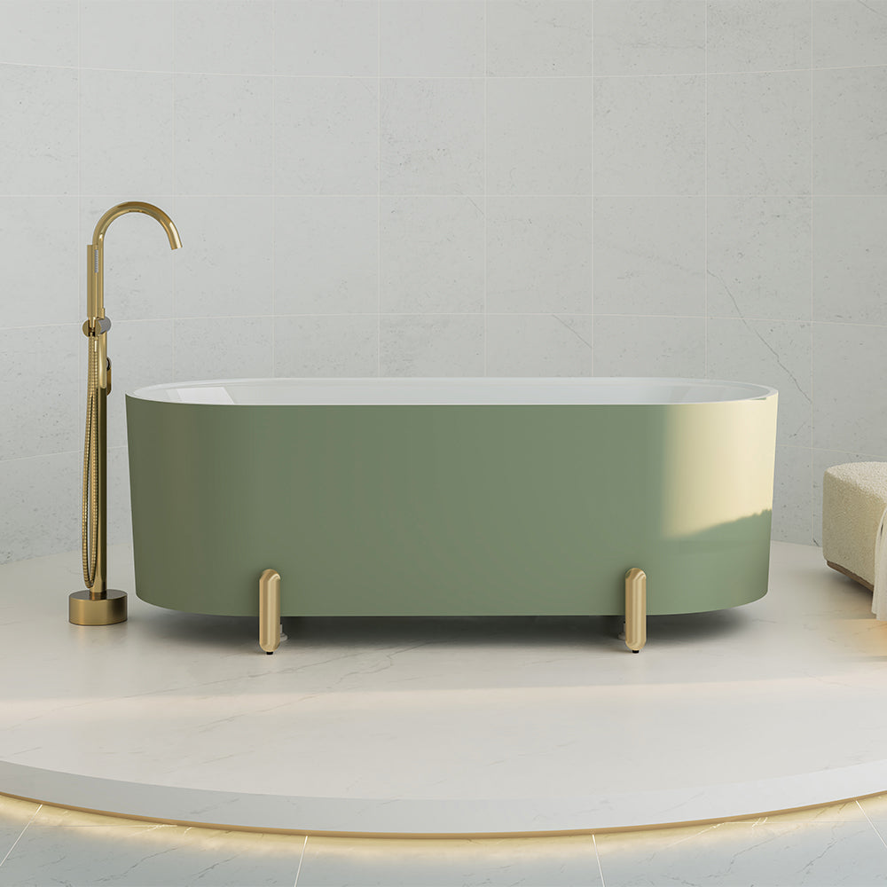 Fienza Aluca 1700mm Freestanding Bath with Legs Olive