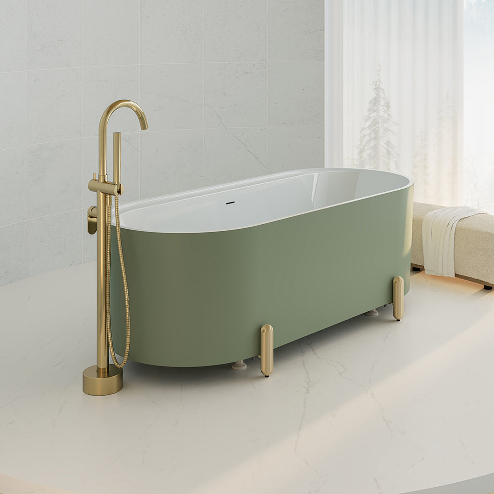 Fienza Aluca 1700mm Freestanding Bath with Legs Olive