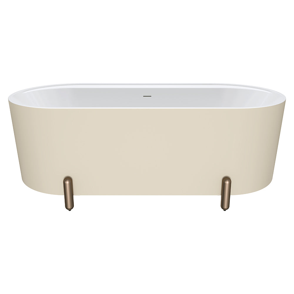 Fienza Aluca 1700mm Freestanding Bath with Legs Matte Khaki
