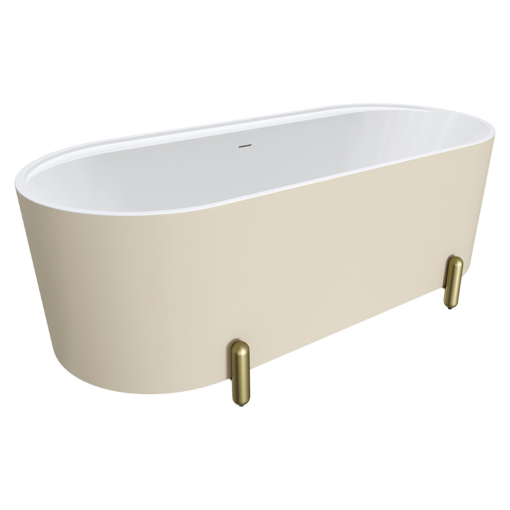 Fienza Aluca 1700mm Freestanding Bath with Legs Matte Khaki