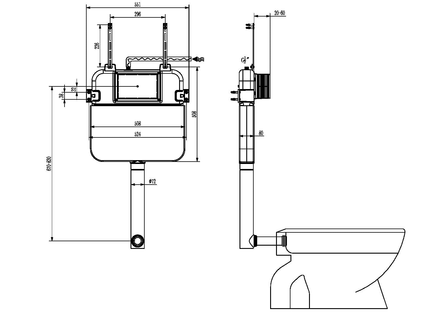 Nero R & T In-Wall Cistern Floor Mount Pan G30033