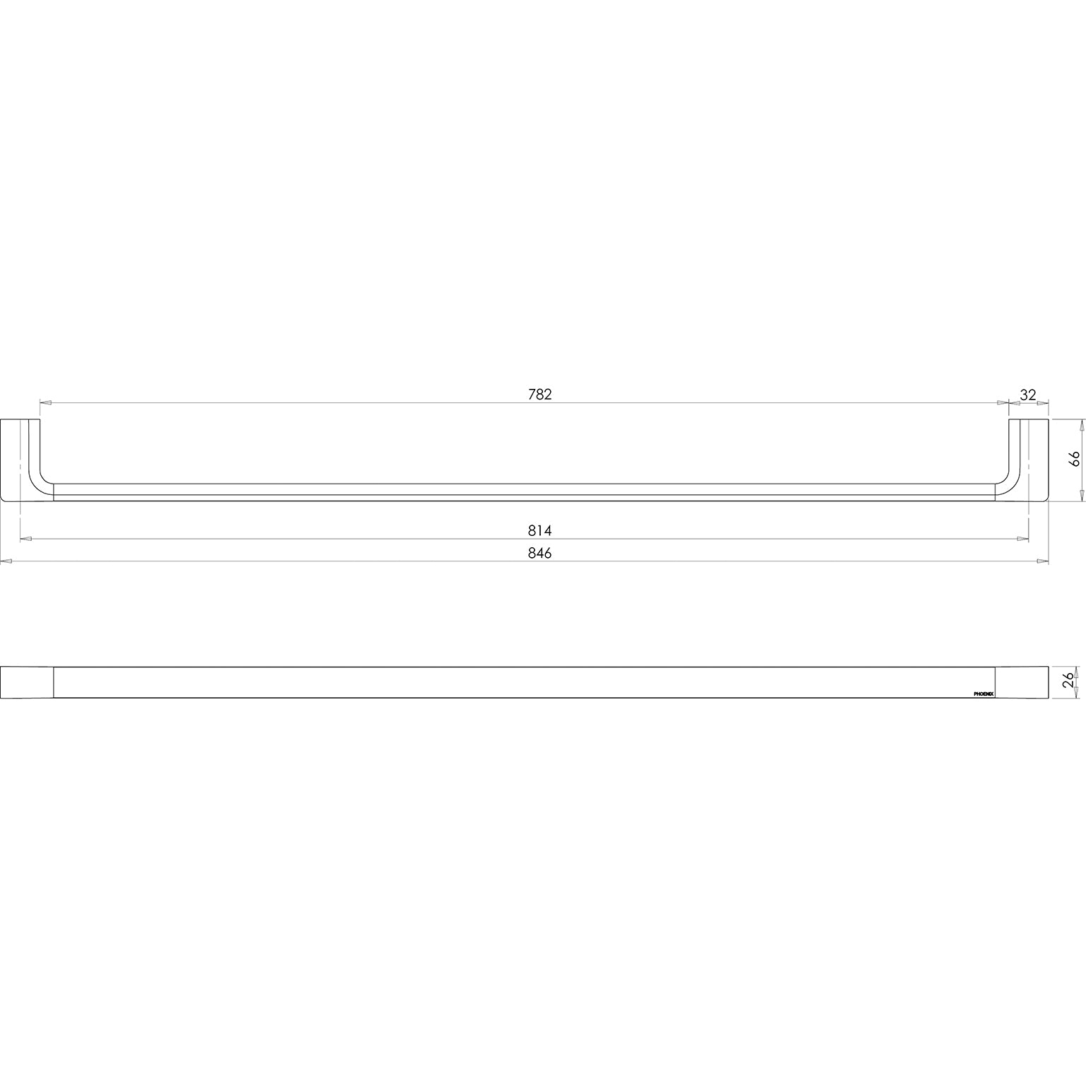 Phoenix Gloss 800mm Single Towel Rail GS802