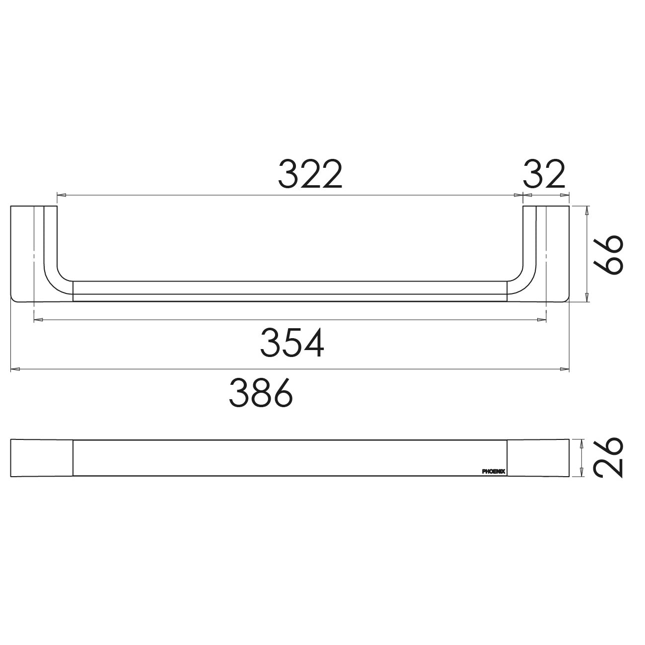 Phoenix Gloss Hand Towel Rail GS893