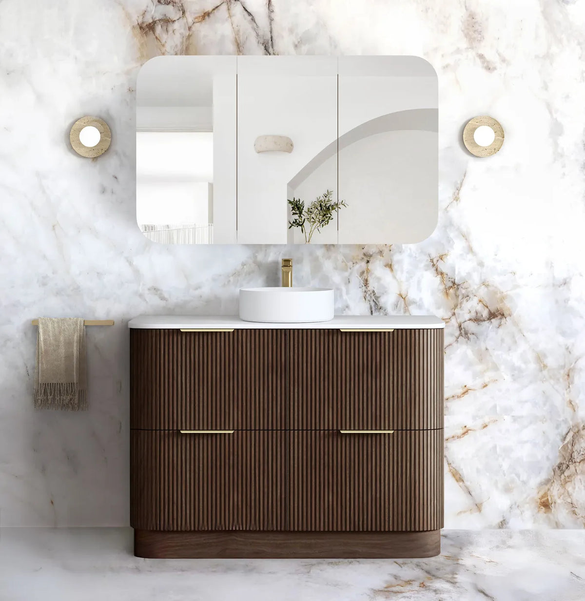 Otti 1200mm Havana Fluted Floorstanding Curve Vanity