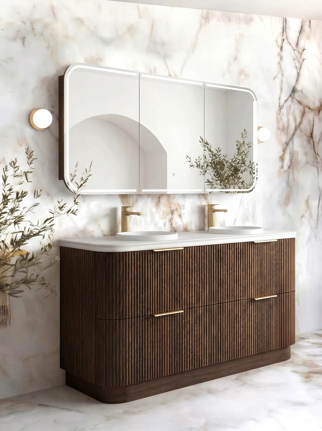 Otti 1800mm Havana Fluted Floorstanding Curve Vanity