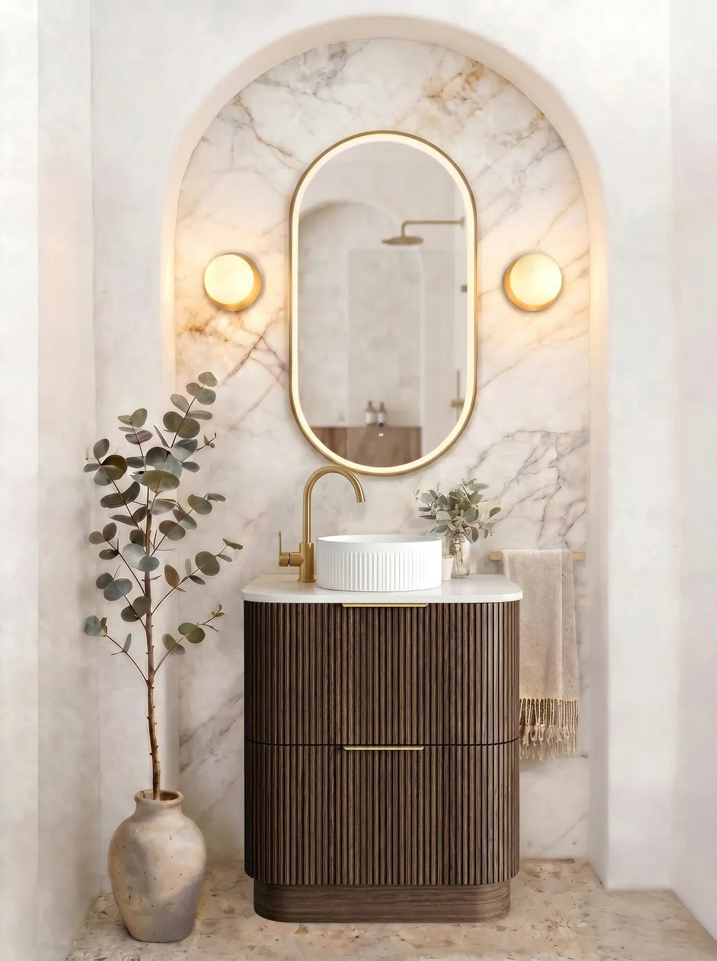 Otti 750mm Havana Fluted Floorstanding Curve Vanity