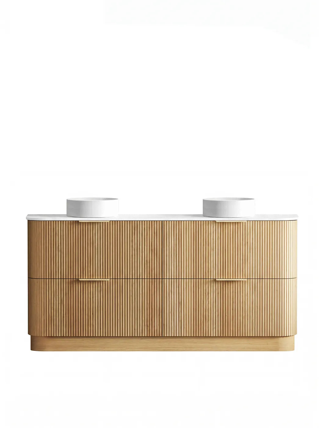 Otti 1800mm Havana Fluted Floorstanding Curve Vanity - Woodland Oak