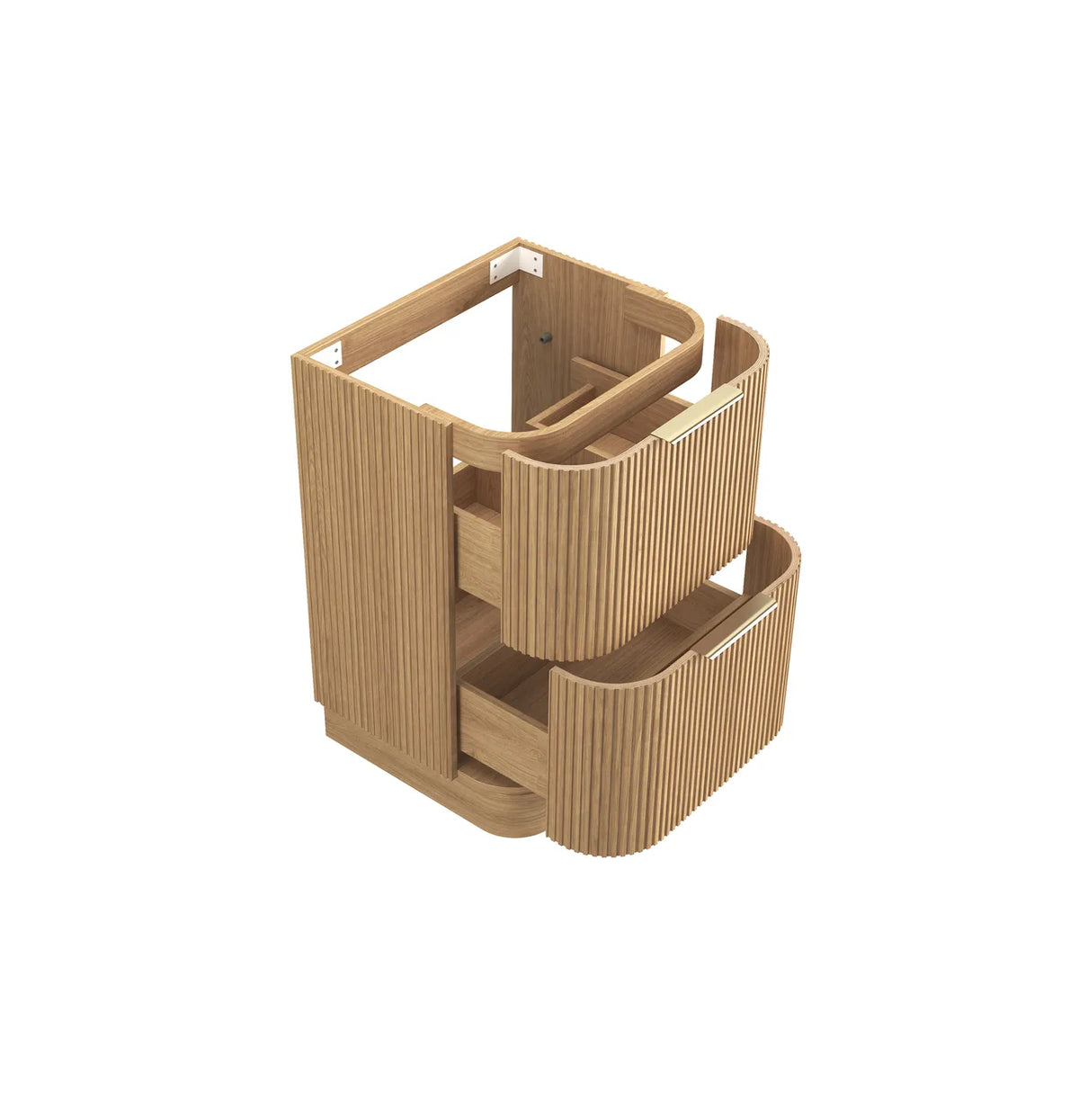 Otti 600mm Havana Fluted Floorstanding Curve Vanity - Woodland Oak