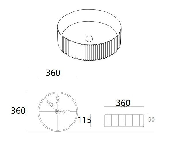 Lukka Olley Ø360mm Fluted Art Basin