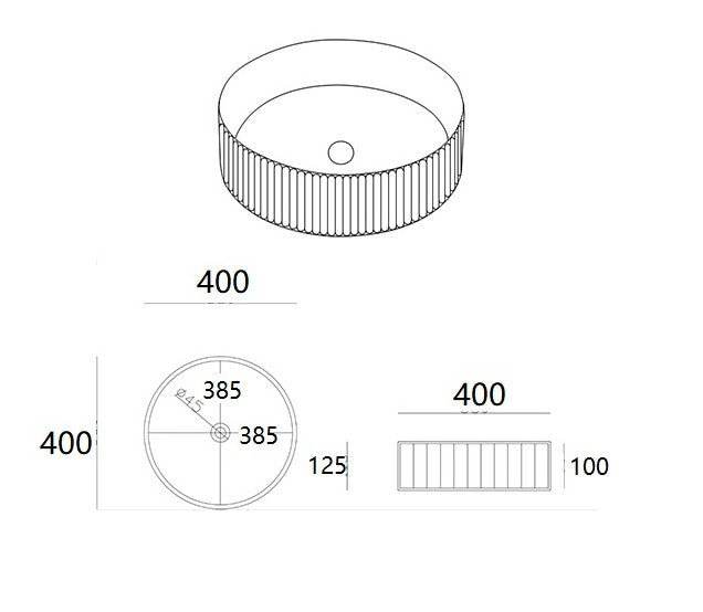 Lukka Olley Ø400mm Fluted Art Basin