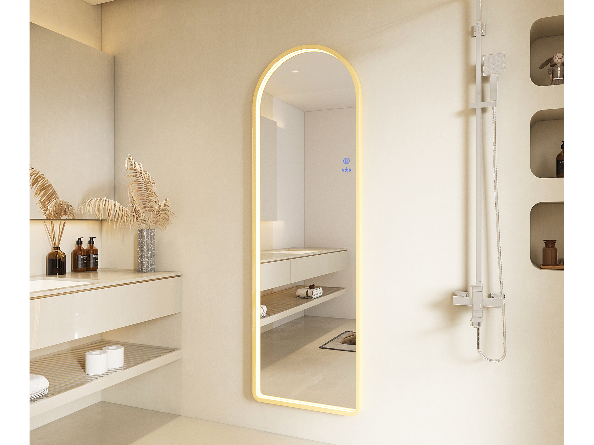 Lushh Lotus Framed LED Mirror Brushed Gold
