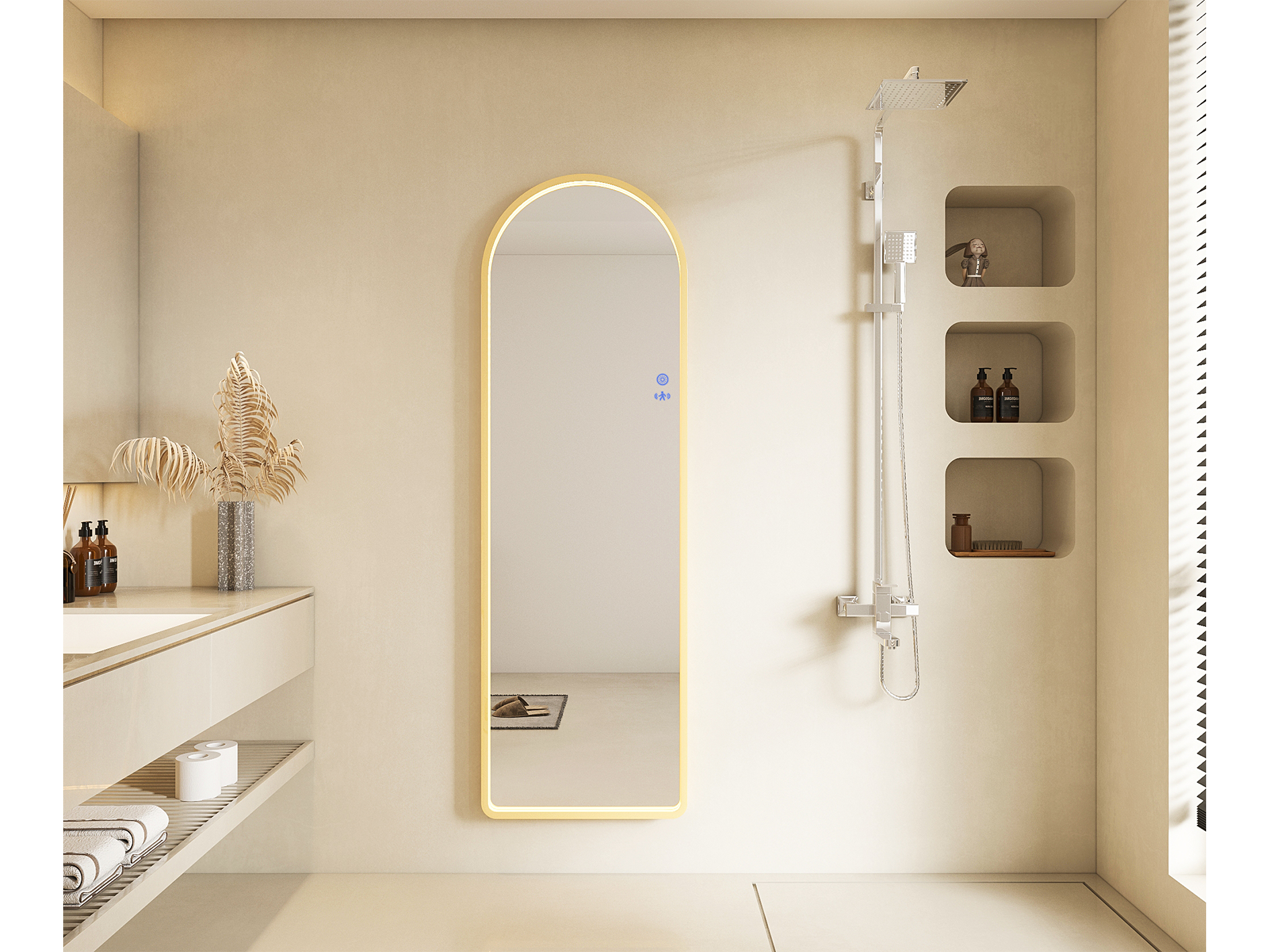 Lushh Lotus Framed LED Mirror Brushed Gold