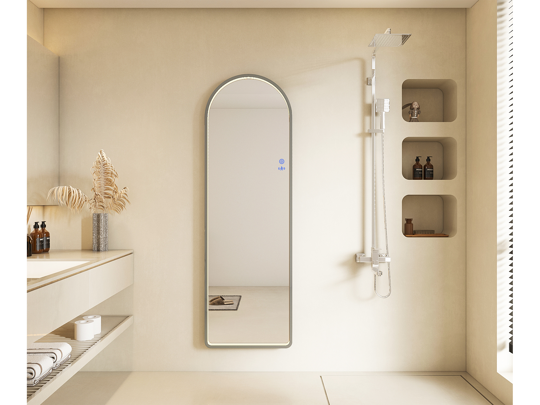 Lushh Lotus Framed LED Mirror Gun Metal
