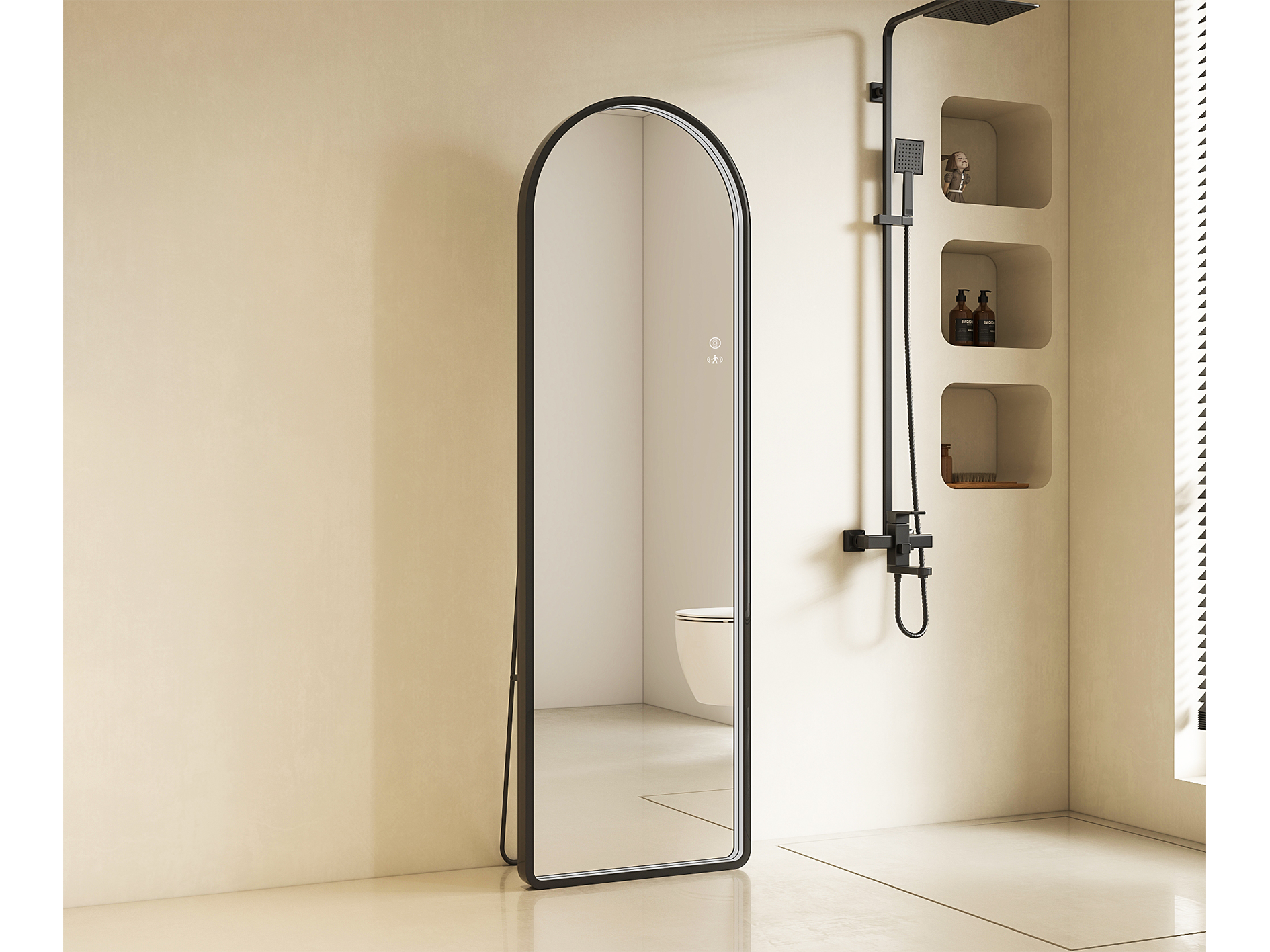 Lushh Lotus Framed LED Mirror Matte Black