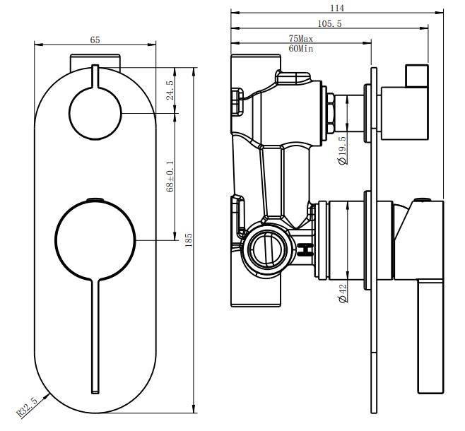 Lushh Sakura Wall Diverter Shower/Bath Mixer LS-SA-304