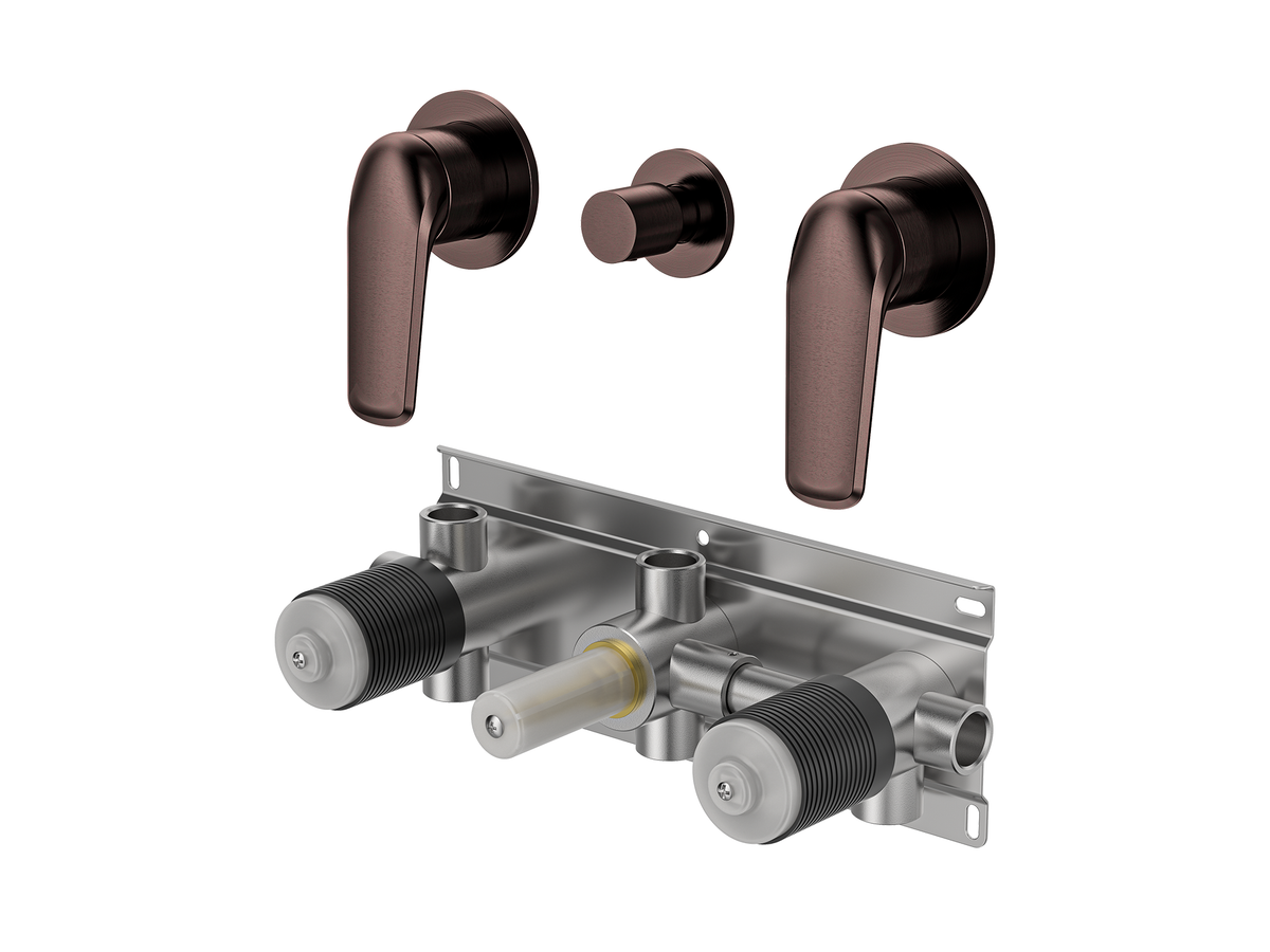 Sequoia Twin Shower / Bath Mixer with Centre Diverter Round Plates LS-SQ-308