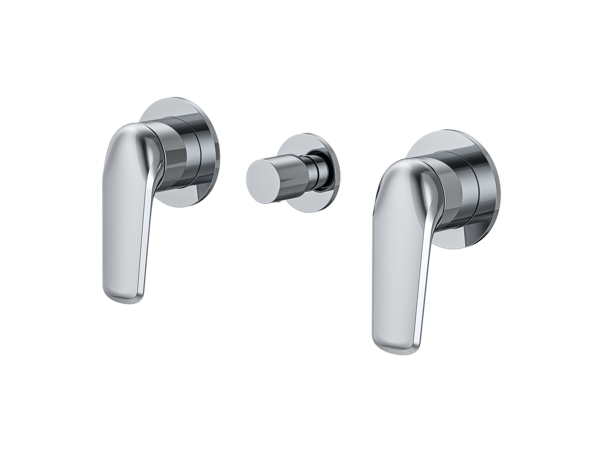 Sequoia Twin Shower / Bath Mixer with Centre Diverter Round Plates LS-SQ-308