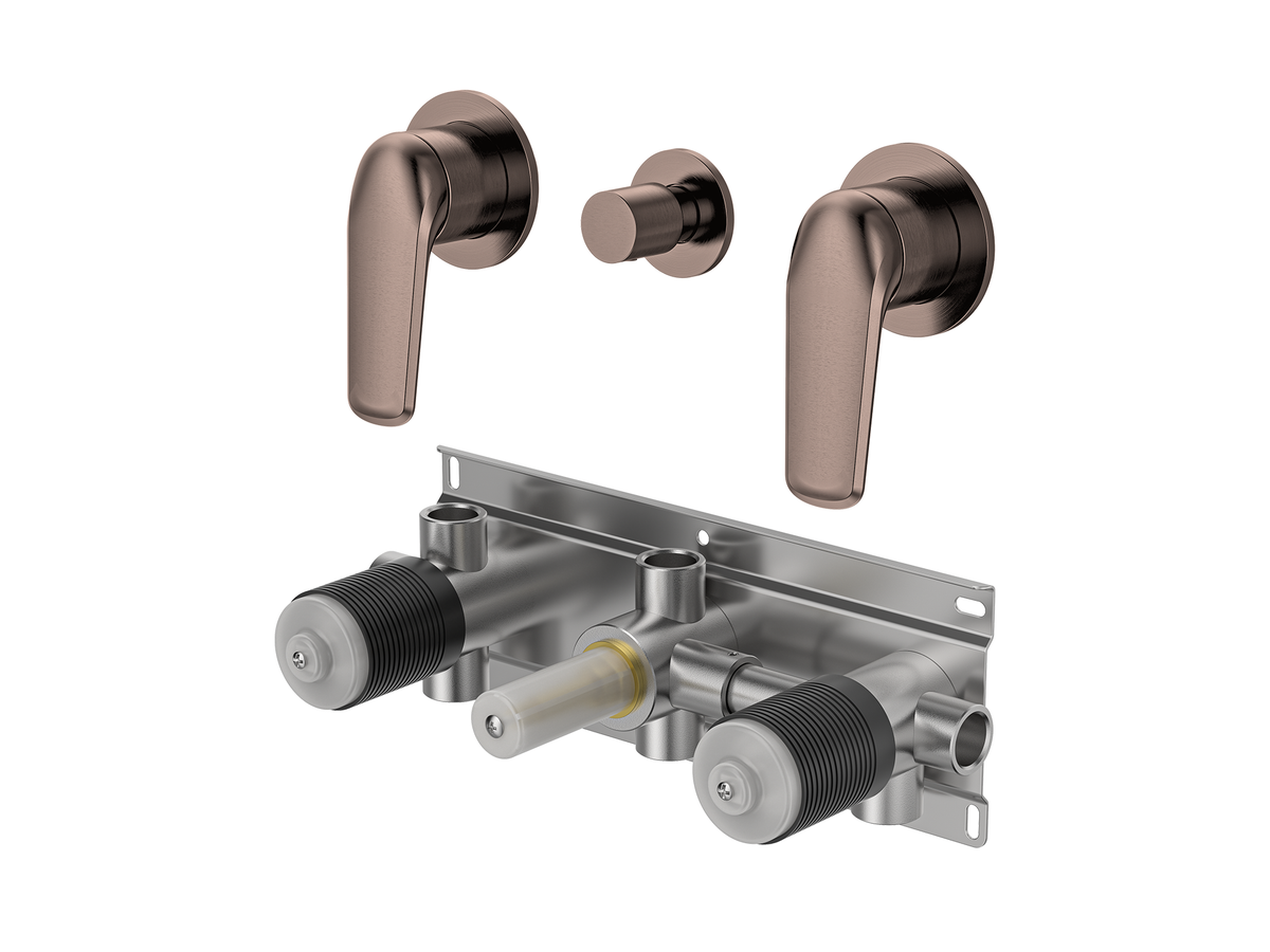 Sequoia Twin Shower / Bath Mixer with Centre Diverter Round Plates LS-SQ-308
