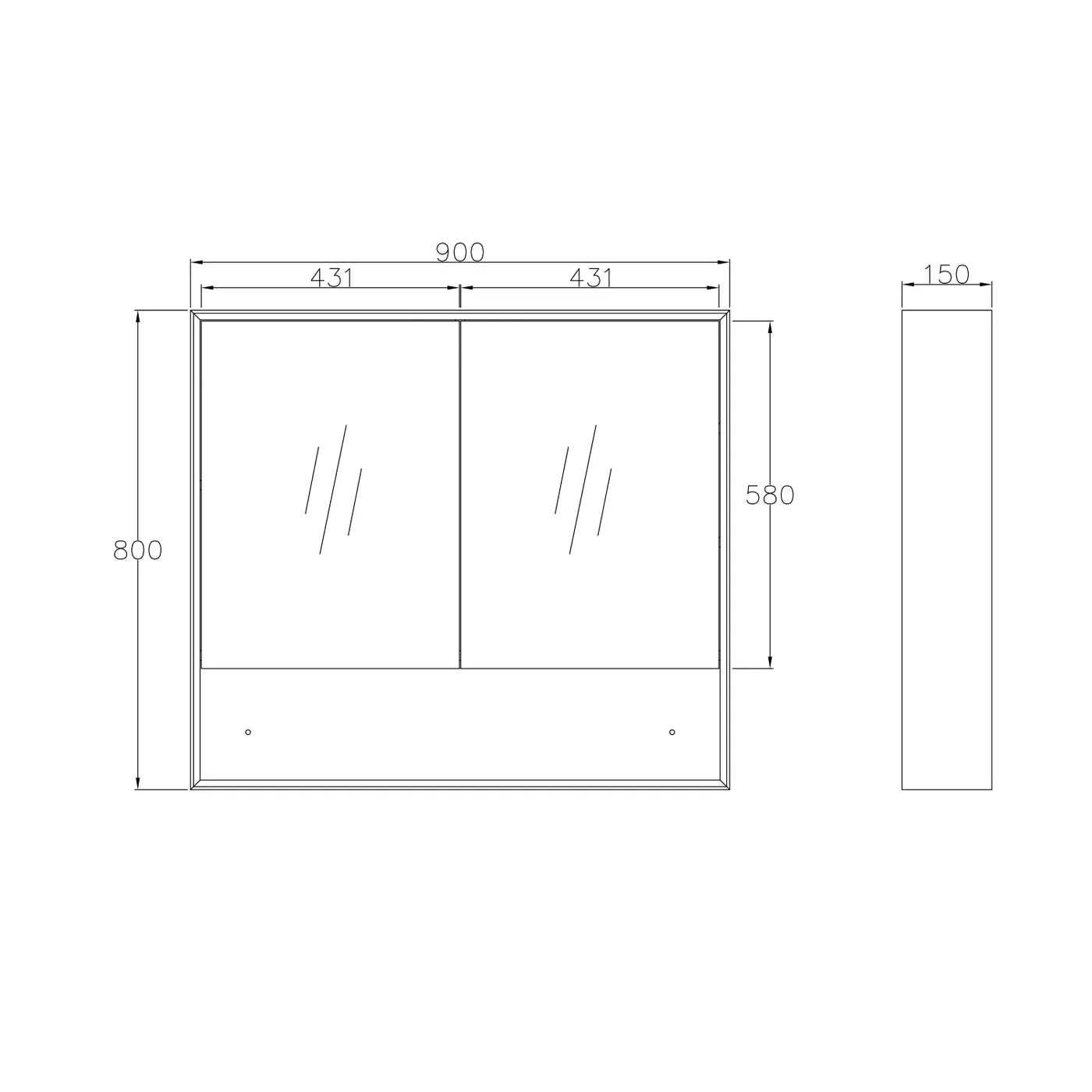 Otti Marlo 900mm Shaving Cabinet Matte Black MASV900B