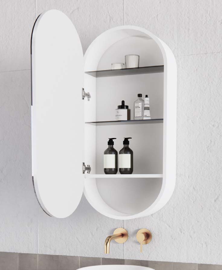 ABS Riva London Oval Shaving Cabinet Matte White