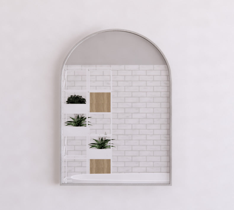 ABS Framed Arch Mirror Brushed Nickel