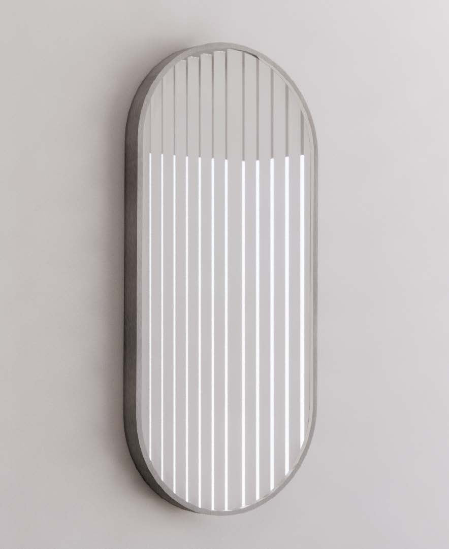ABS Framed Oval Mirror Brushed Nickel