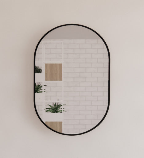 ABS Framed Oval Mirror Matte Black