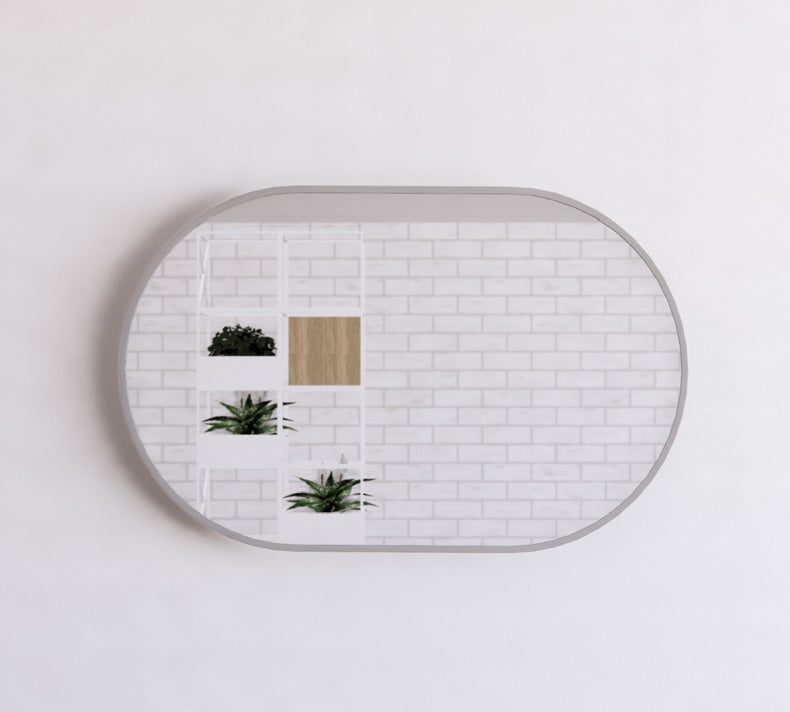 ABS Framed Oval Mirror Brushed Nickel