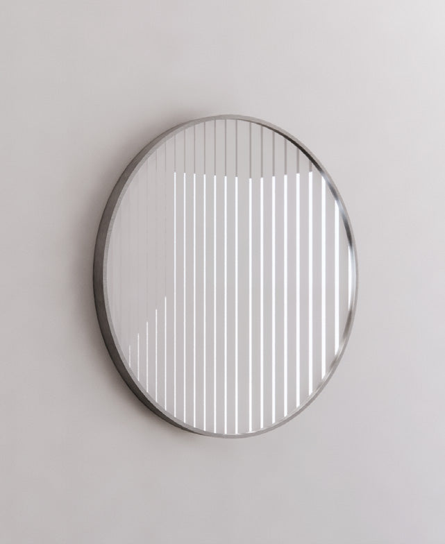 ABS Framed Round Mirror Brushed Nickel