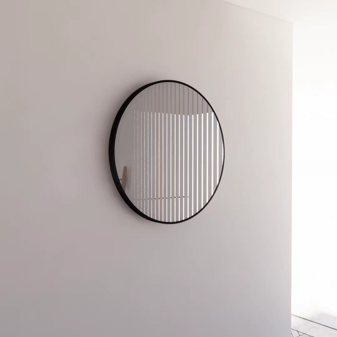 ABS Framed Round Mirror Matte Black