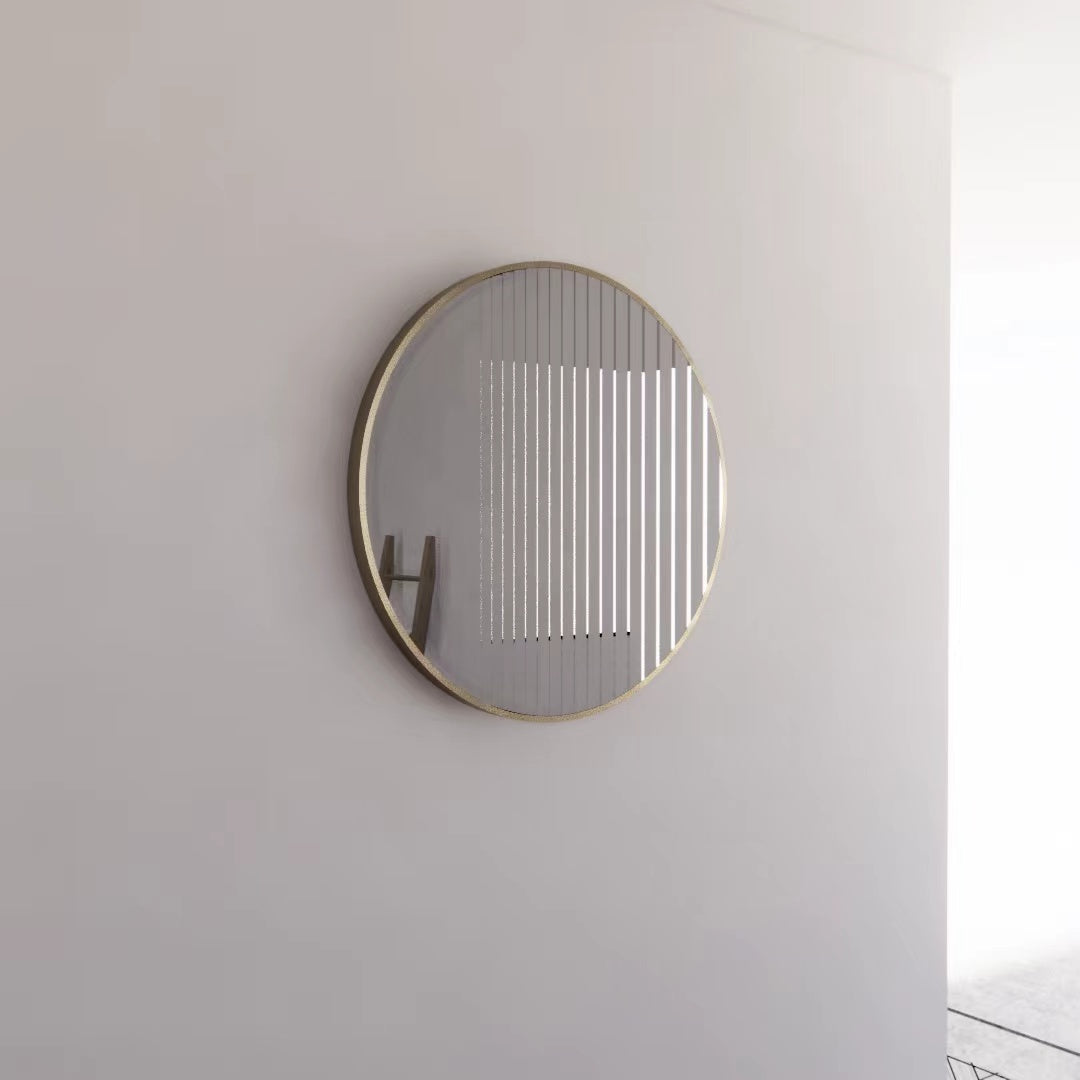 ABS Framed Round Mirror Brushed Gold