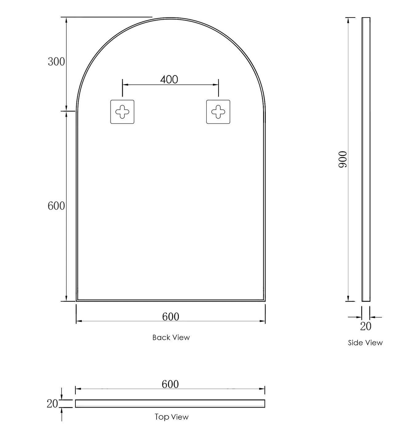 Otti Archie 600mm Metal Framed Mirror White MFMAR9060W