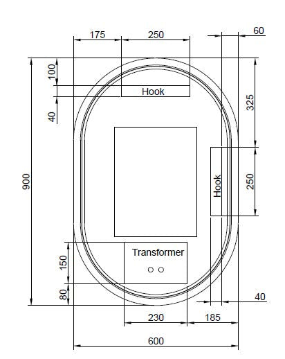 ABS Riva Oval Framed LED Mirror