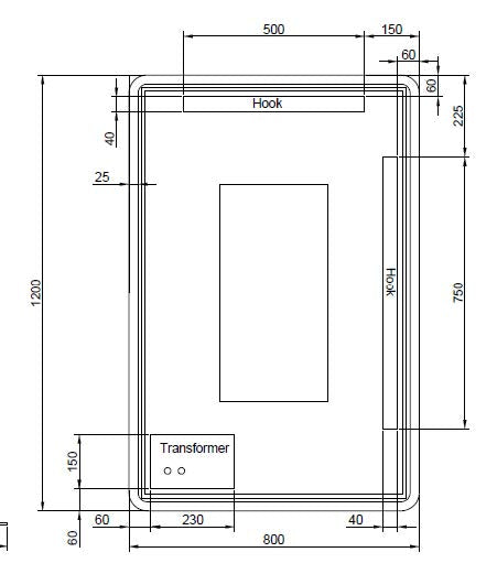 ABS Riva 900mm Rectangle Framed LED Mirror