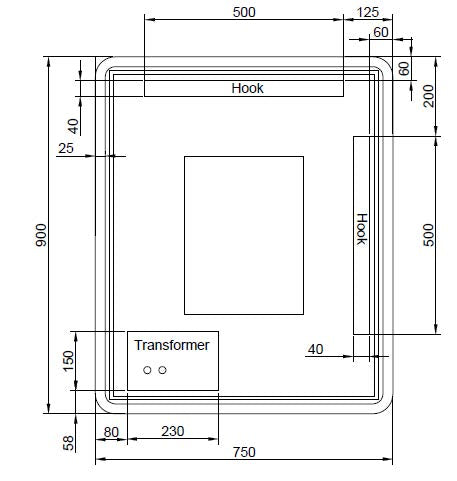 ABS Riva 900mm Rectangle Framed LED Mirror