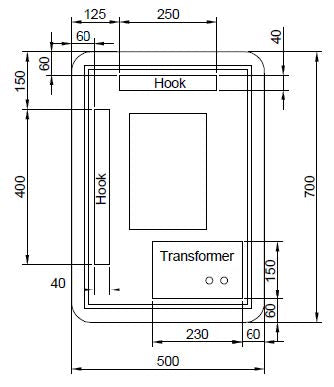 ABS Riva Frameless Rectangle LED Mirror - MLED-S5-5070