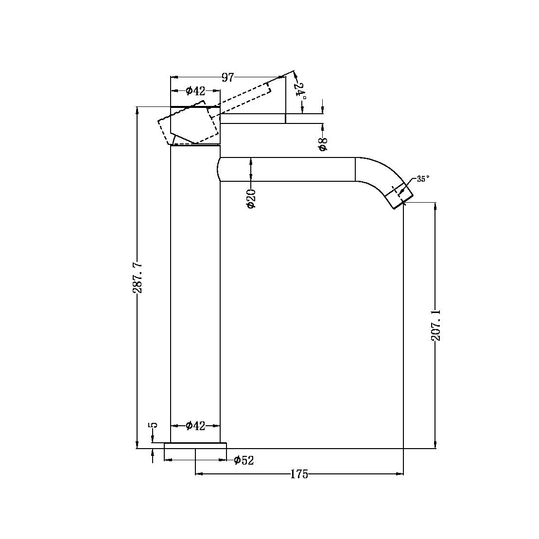 Nero Zen SS316L Tall Basin Mixer Handless NR162201c